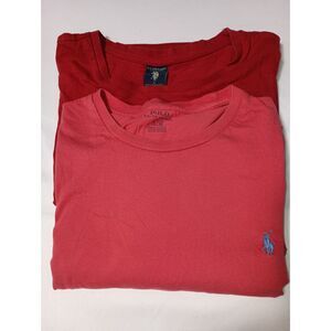 POLO RALPH LAUREN: Red Round-Neck T-Shirts (Two), Men's Size L